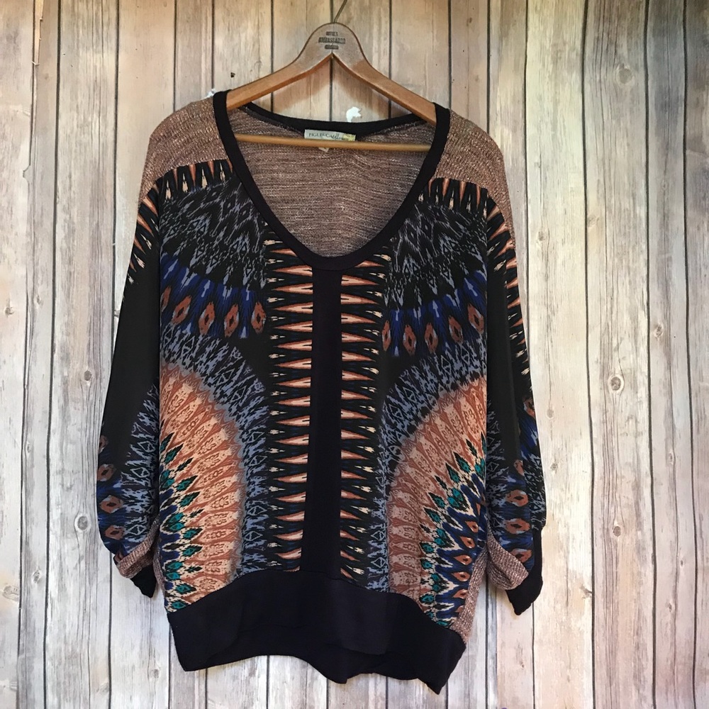 Boho Fall Unique sleeve blouse. Sz XL